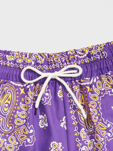 Paisley Print Board Shorts - Purple