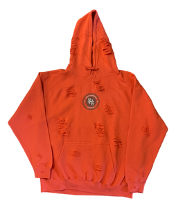 Distressed Bear Hoodie - Orange