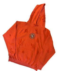 Distressed Bear Hoodie - Orange