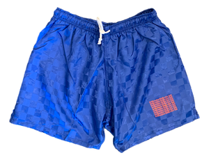 Satin Checkerboard Shorts - Royal Blue