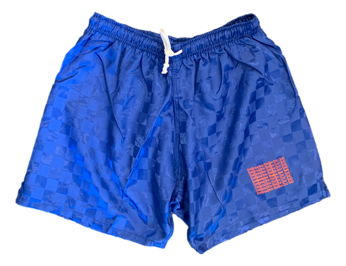 Satin Checkerboard Shorts - Royal Blue