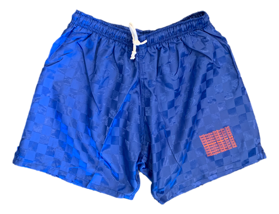 Satin Checkerboard Shorts - Royal Blue