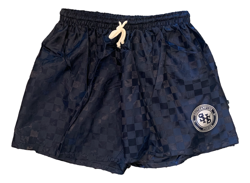 Satin Checkerboard Short - Navy