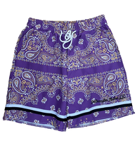 Paisley Print Board Shorts - Purple