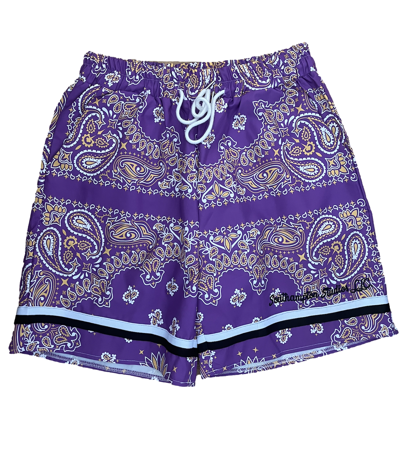 Paisley Print Board Shorts - Purple