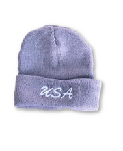 Grey Warning Beanie