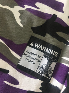 Purple Camo Warning Sweatshorts