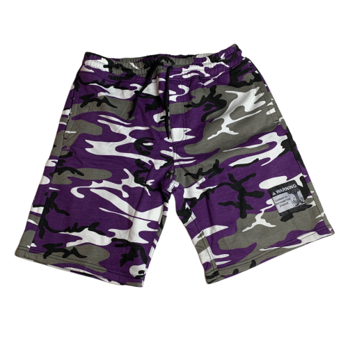 Purple Camo Warning Sweatshorts